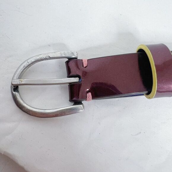 y2k Vintage Paul Green Women\'s Burgundy Patent Leather Skinny Belt Size 75 30 main image 4